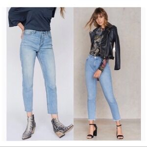 Free People  We The Free High Rise Women Denim Size‎ 24 Straight Raw Hem Jeans